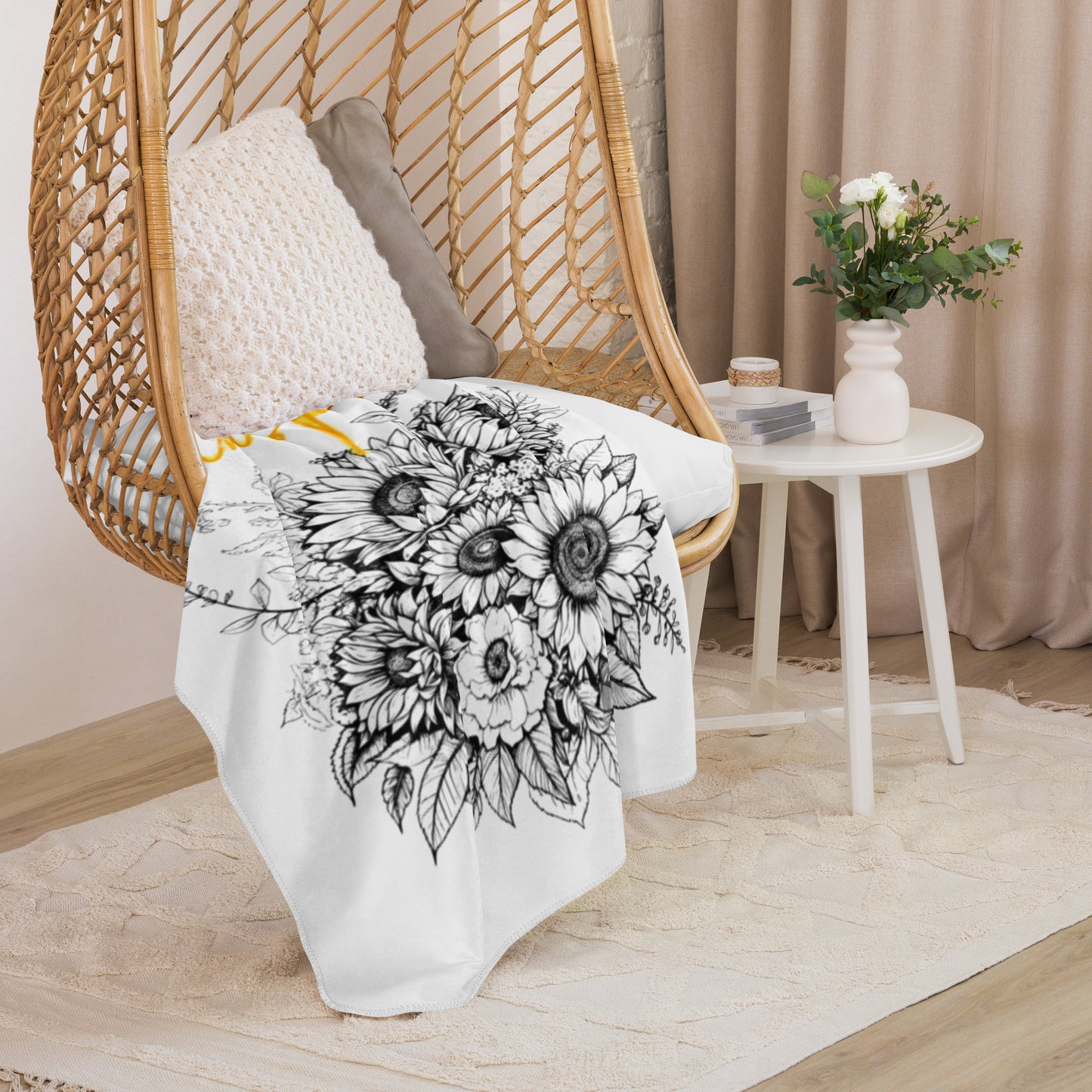 Inspire sunflower Sherpa blanket