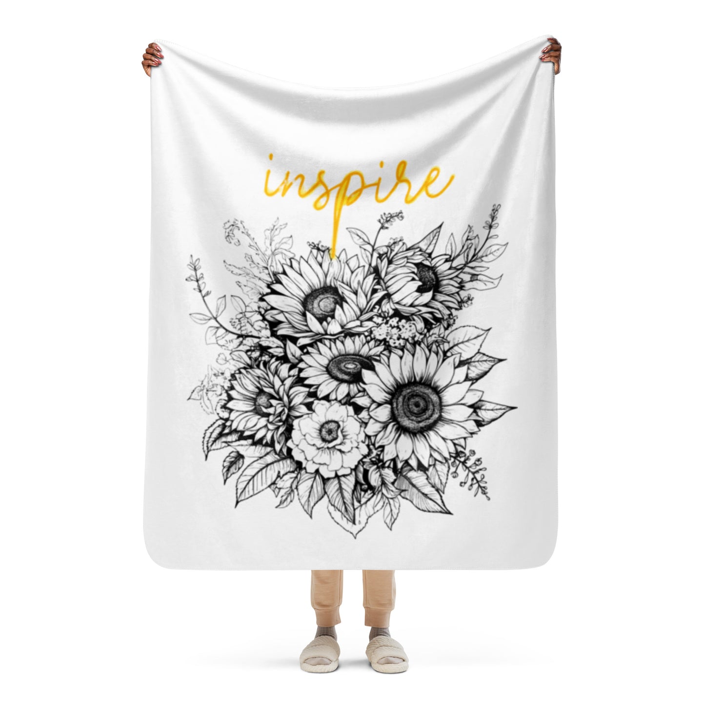 Inspire sunflower Sherpa blanket