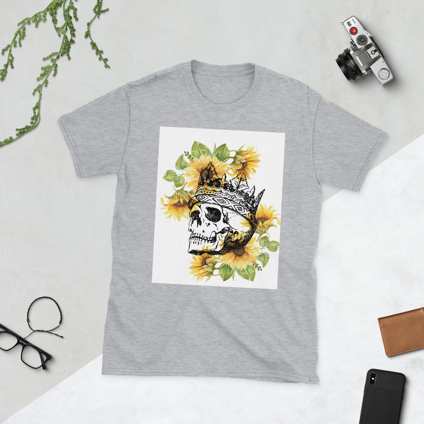 Sunflower skull king Unisex T-Shirt